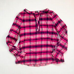 Vineyard Vines Girls Pink Flannel Blouse, Size 14(L)